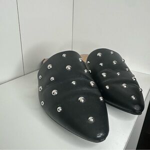 Black Studded Mules
